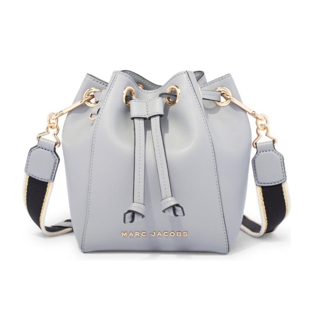 Marc Jacobs Grey Leather Drawstring Bucket Bag